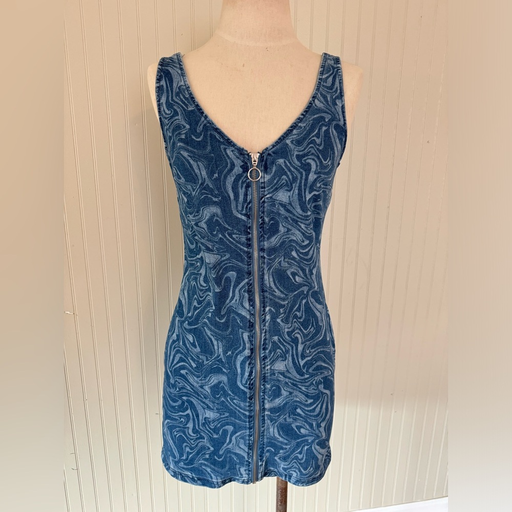 Derek Heart 60’s Style Denim Zip-Up Mini Dress